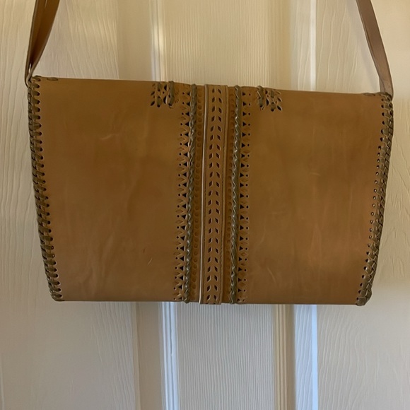 VINTAGE gorgeous braided hand tooled leather purse shoulder bag - Picture 10 of 11